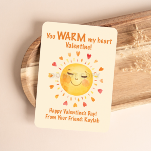 PRINTED PERSONALIZED KAWAII SUN VALENTINE'S DAY CARDS - (A2 SIZE 4.25″ x 5.5″)
