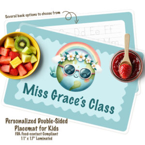 Personalized Teacher Blue Earth Activity Placemat