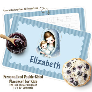 Personalized Kids Blue Hail Mary Catholic Activity Placemat