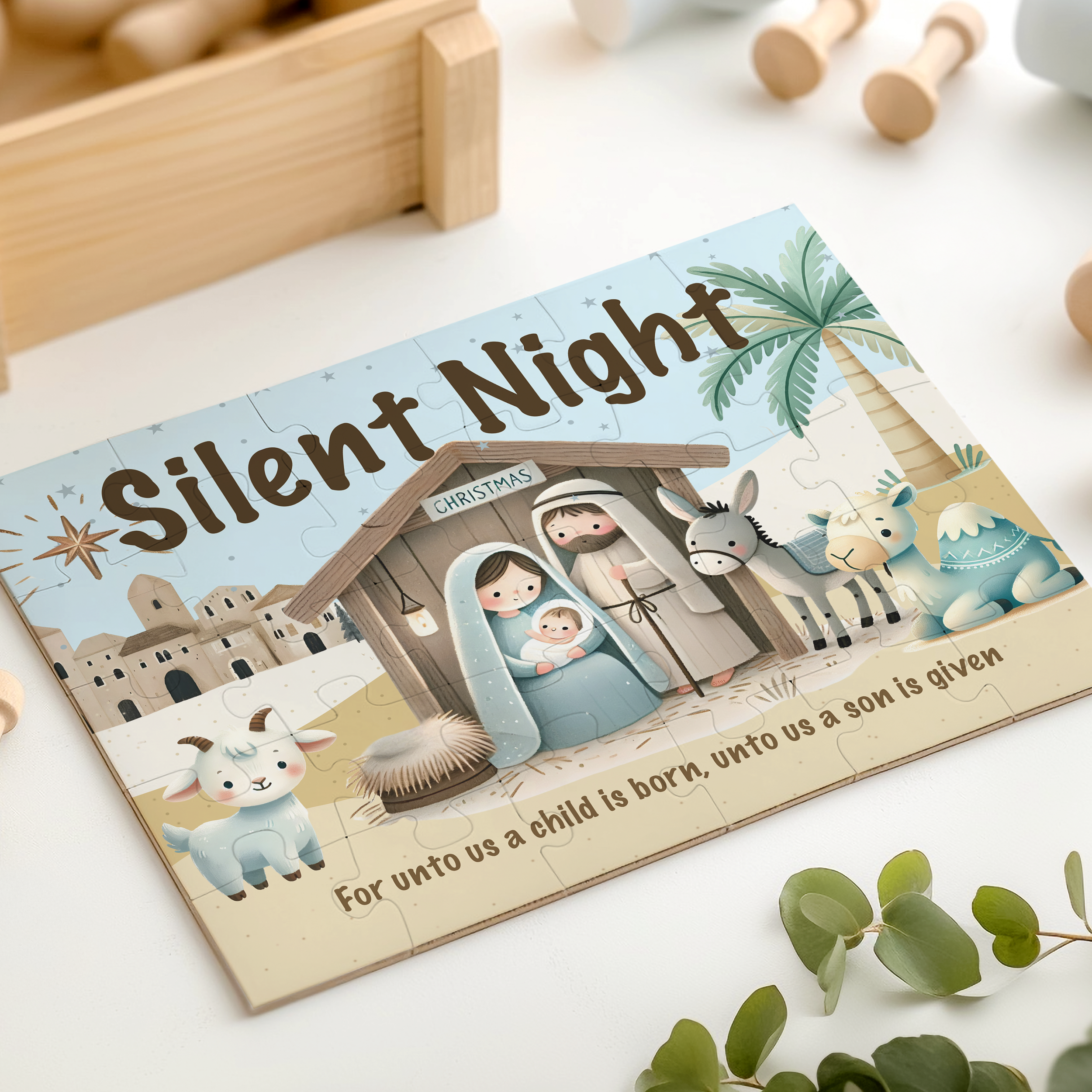 30-Piece Blue Christmas Nativity Puzzle