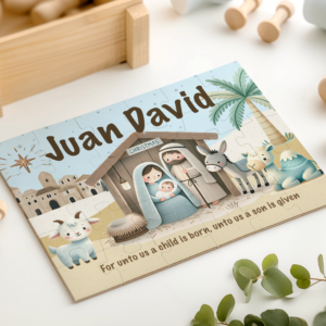 PERSONALIZED 30-Piece Blue Nativity Puzzle