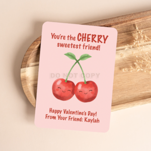 PRINTED PERSONALIZED KAWAII CHERRIES VALENTINE'S DAY CARDS - (A2 SIZE 4.25″ x 5.5″)