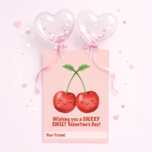 Valentine's Day Favor Tag - Kawaii Cherries