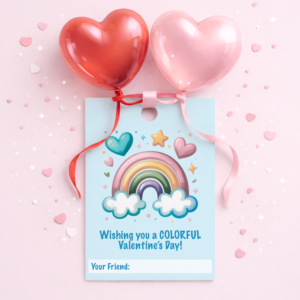 Valentine's Day Favor Tag - Colorful Rainbow