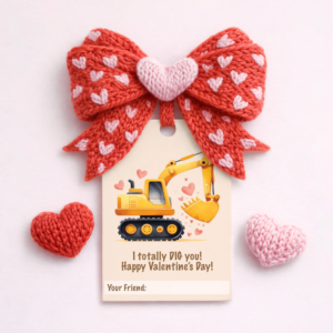 Valentine's Day Favor Tag - Construction Excavator