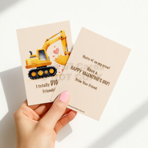 INSTANT Download 3.5" x 5" Non-Personalized Construction Double-Sided Printable Valentines