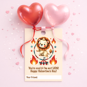 Valentine's Day Favor Tag - Circus Lion