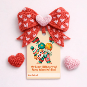 Valentine's Day Favor Tag - Flipping Circus Clown