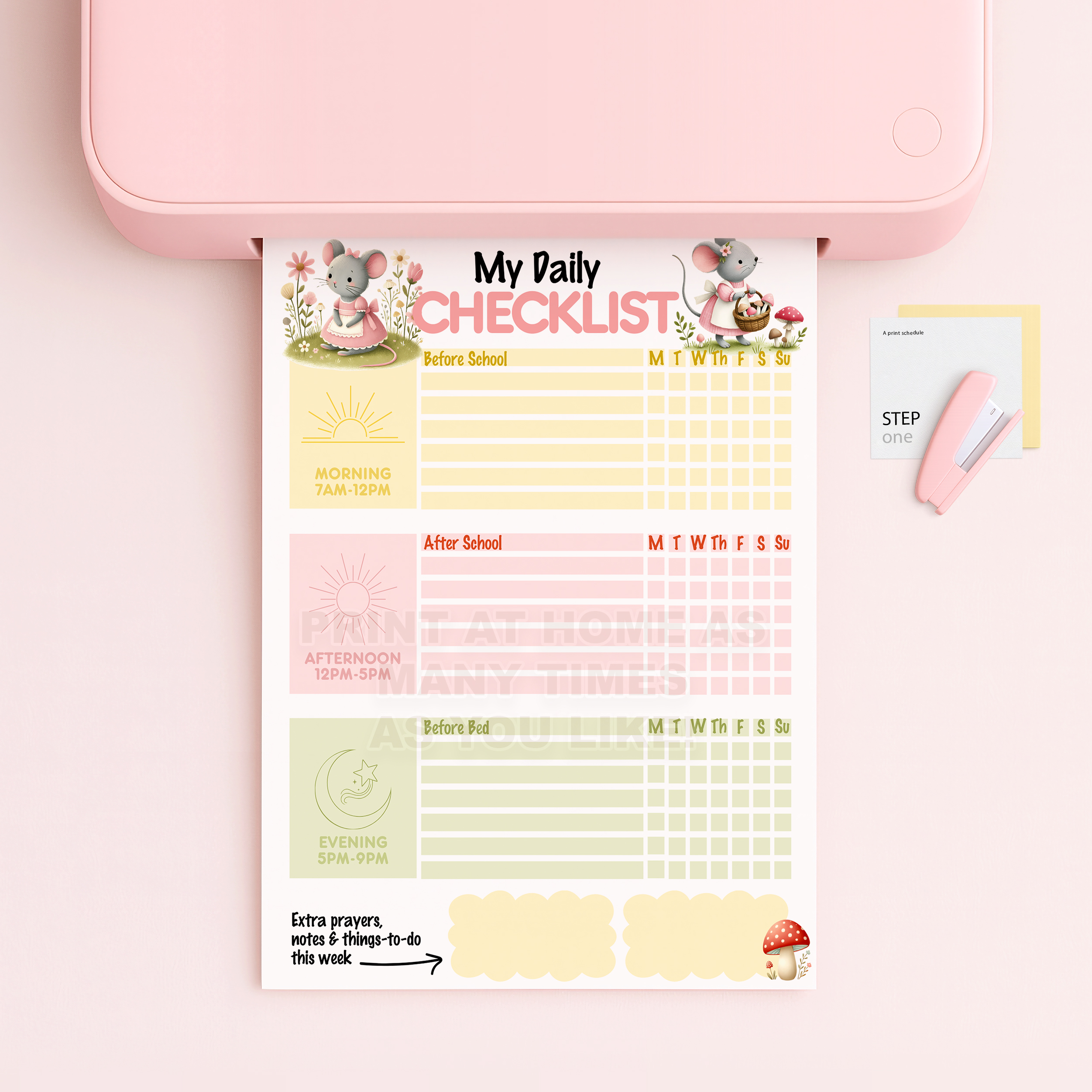 Printable Kids Garden Mouse Activity/Chore Chart To-Do List | Instant Download