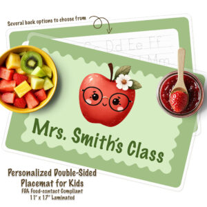 Personalized Teacher Green Apple Activity Placemat