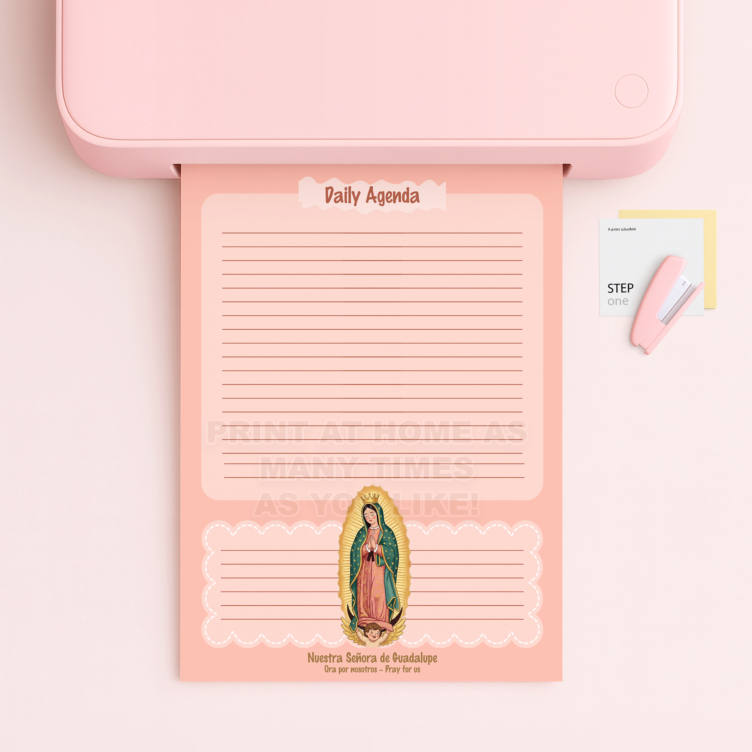 Printable Catholic Virgen De Guadalupe Daily Agenda Sheet/To-Do List | Instant Download