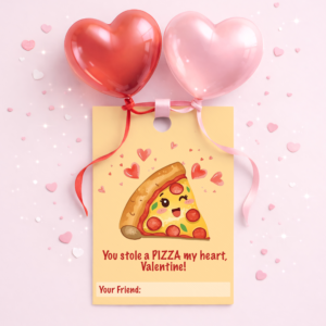 Valentine's Day Favor Tag - Kawaii Pizza