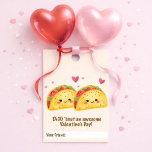 Valentine's Day Favor Tag - Kawaii Tacos