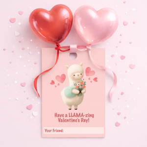 Valentine's Day Favor Tag - Cute Llama