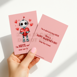INSTANT Download 3.5" x 5" Non-Personalized Nuts & Bolts Robot Double-Sided Printable Valentines