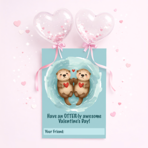 Valentine's Day Favor Tag - Cute Otters