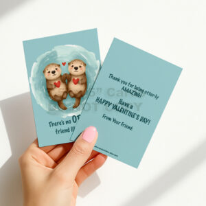 INSTANT Download 3.5" x 5" Non-Personalized Otter Double-Sided Printable Valentines