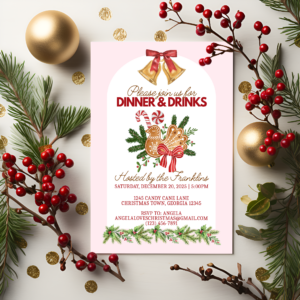 Christmas Dinner 5” x 7” Invitation Template | Editable Holiday Party Invite (Digital Download)