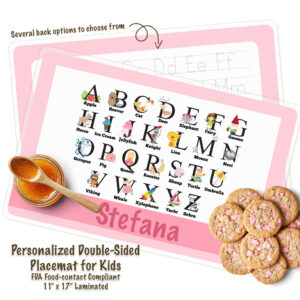 Personalized Kids Pink Alphabet Activity Placemat