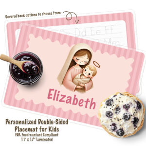 Personalized Kids Pink Hail Mary Catholic Activity Placemat