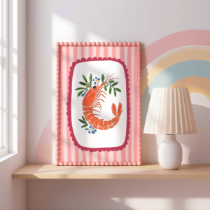 Pink Striped Shrimp Print | Kids Room Decor (Digital Download 11x14)