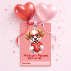 Valentine's Day Favor Tag - Cute Puppy