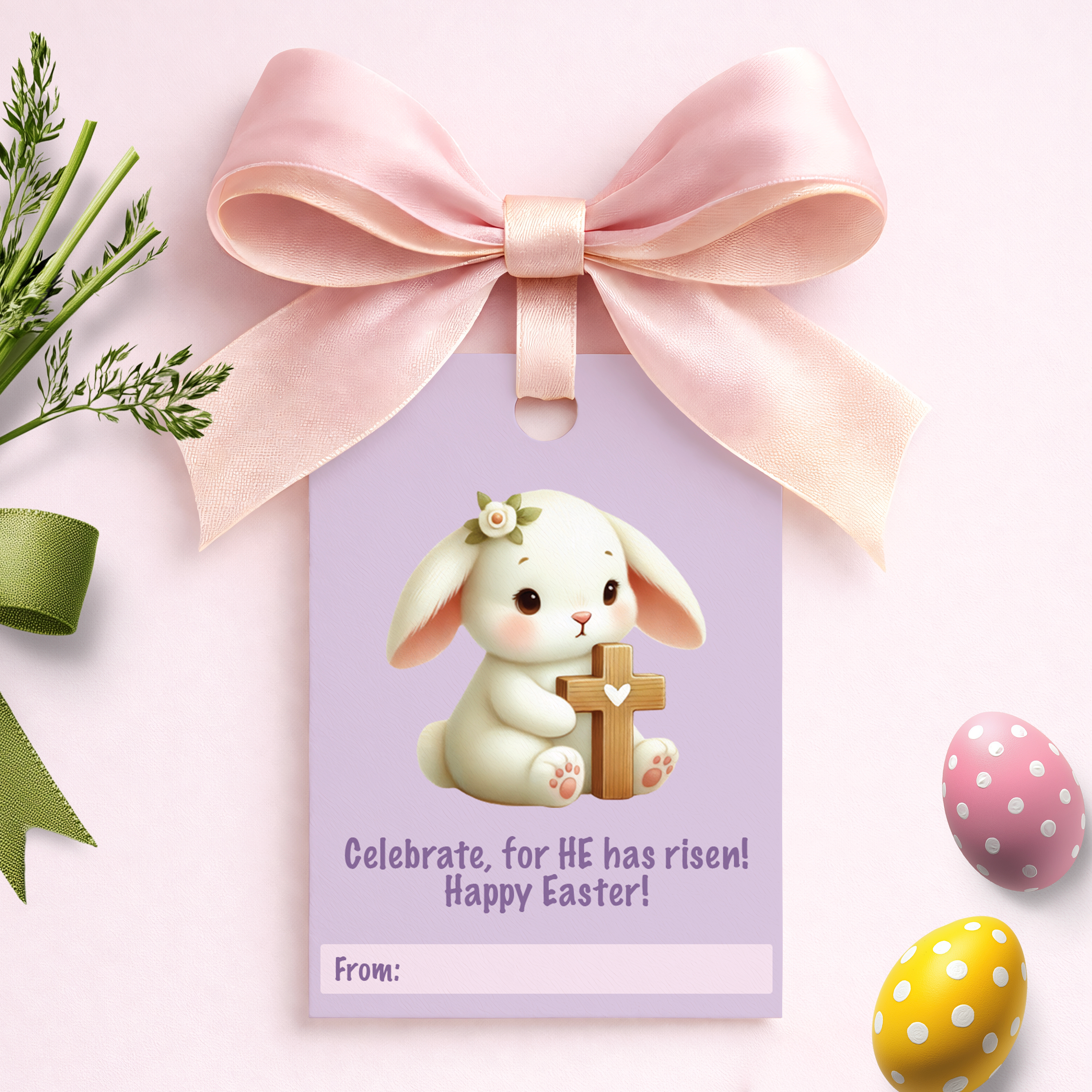Easter Favor Tag - Purple Easter Bunny
