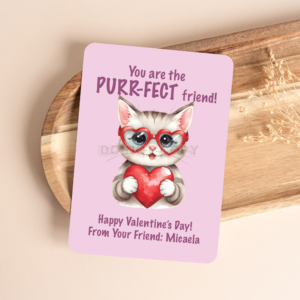 PRINTED PERSONALIZED CUTE KITTEN VALENTINE'S DAY CARDS - (A2 SIZE 4.25″ x 5.5″)