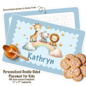 Personalized Kids Safari Rainbow Activity Placemat