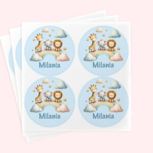 Personalized 2" Round Safari Rainbow Sticker Set