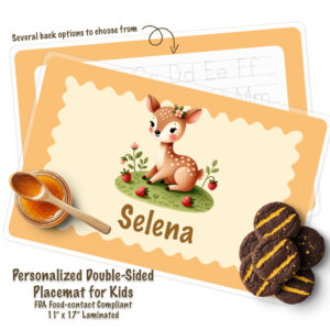 Personalized Kids Strawberry Deer Activity Placemat