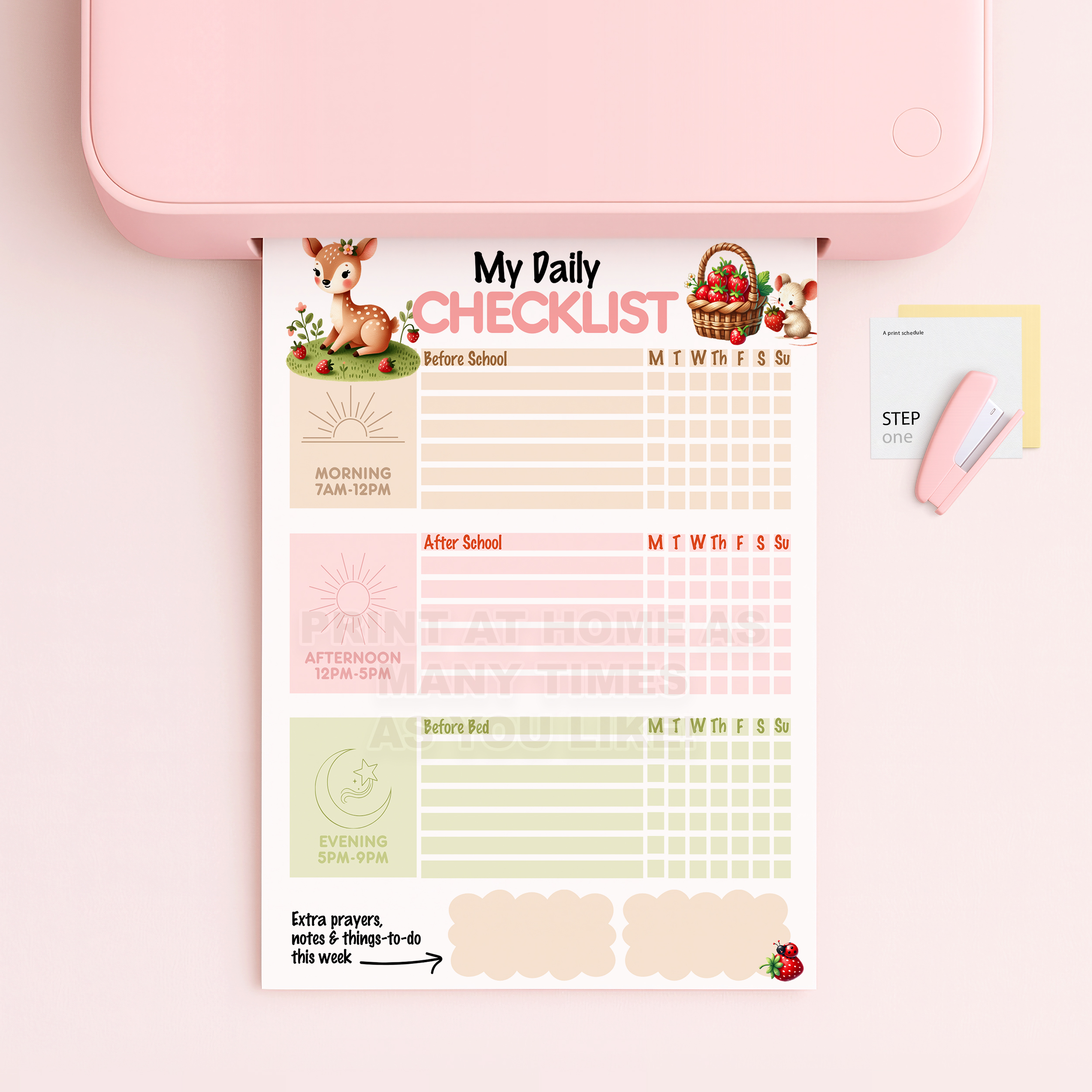Printable Kids Strawberry Garden Activity/Chore Chart To-Do List | Instant Download