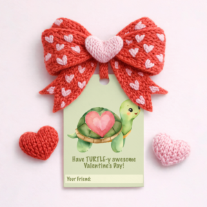 Valentine's Day Favor Tag - Cute Turtle