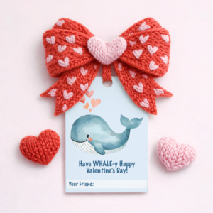 Valentine's Day Favor Tag - Valentine Whale