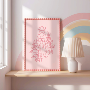 Pink Marian Line Art Print | Kids Room Decor (Digital Download 11x14)