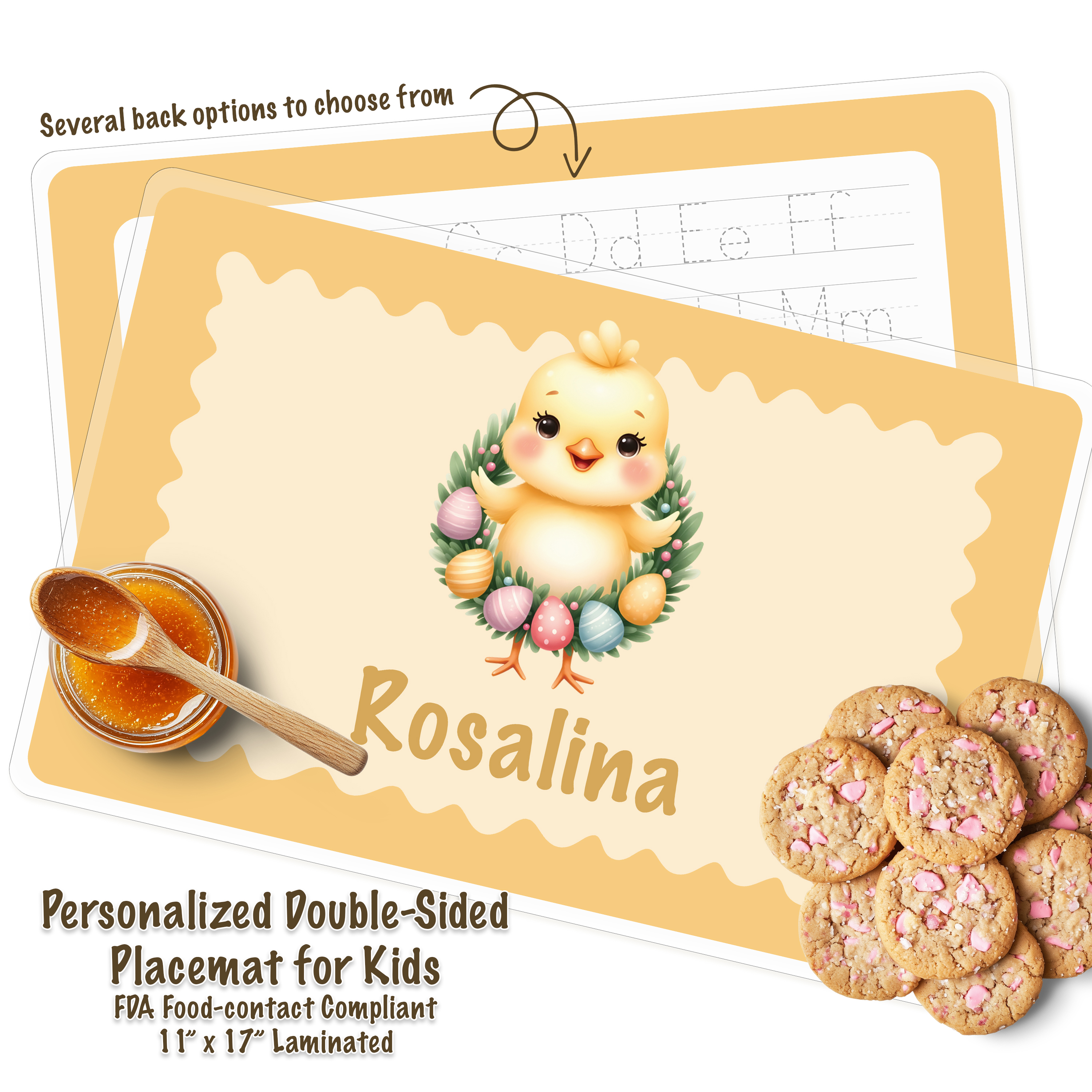 Personalized Kids Yellow Easter Chick Activity Placemat