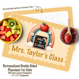 Personalized Teacher YELLOW BACK TO SCHOOL Activity Placemat