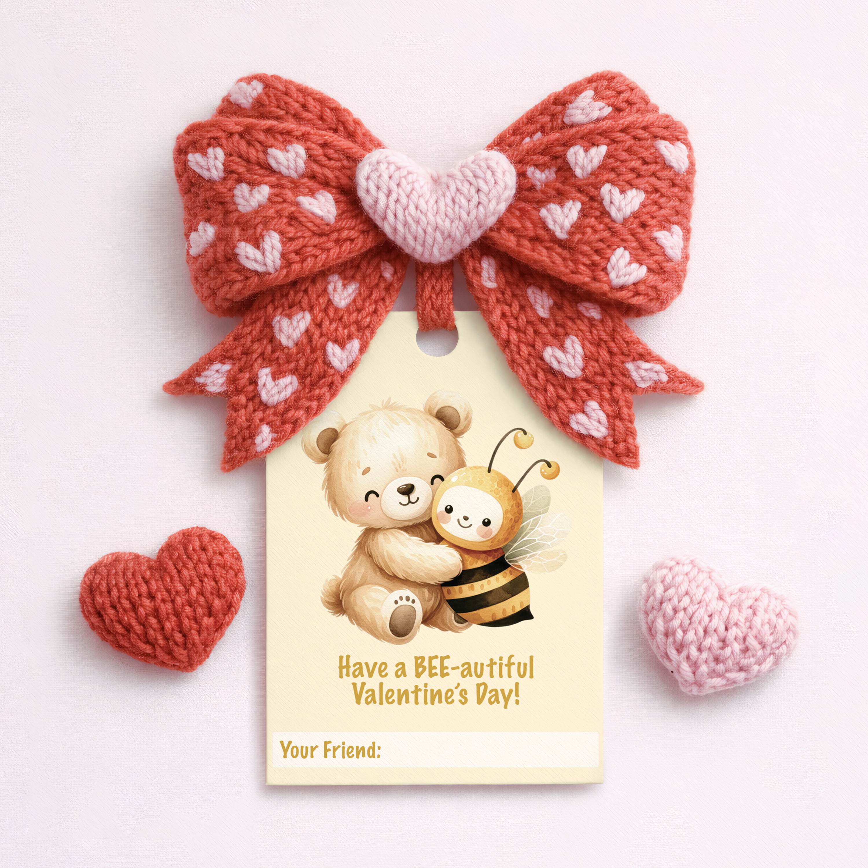 Valentine's Day Favor Tag - Yellow Bee & Bear