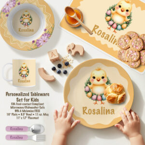 Personalized Yellow Easter Chick Tableware Plate Set