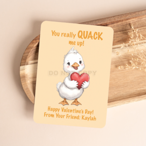 PRINTED PERSONALIZED LITTLE DUCKLING VALENTINE'S DAY CARDS - (A2 SIZE 4.25″ x 5.5″)