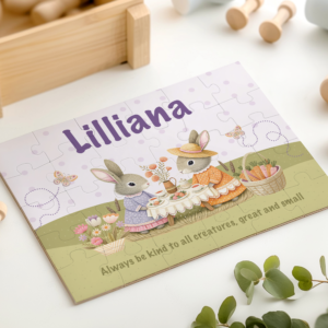 PERSONALIZED 30-Piece Easter Bunny Tea Party Puzzle
