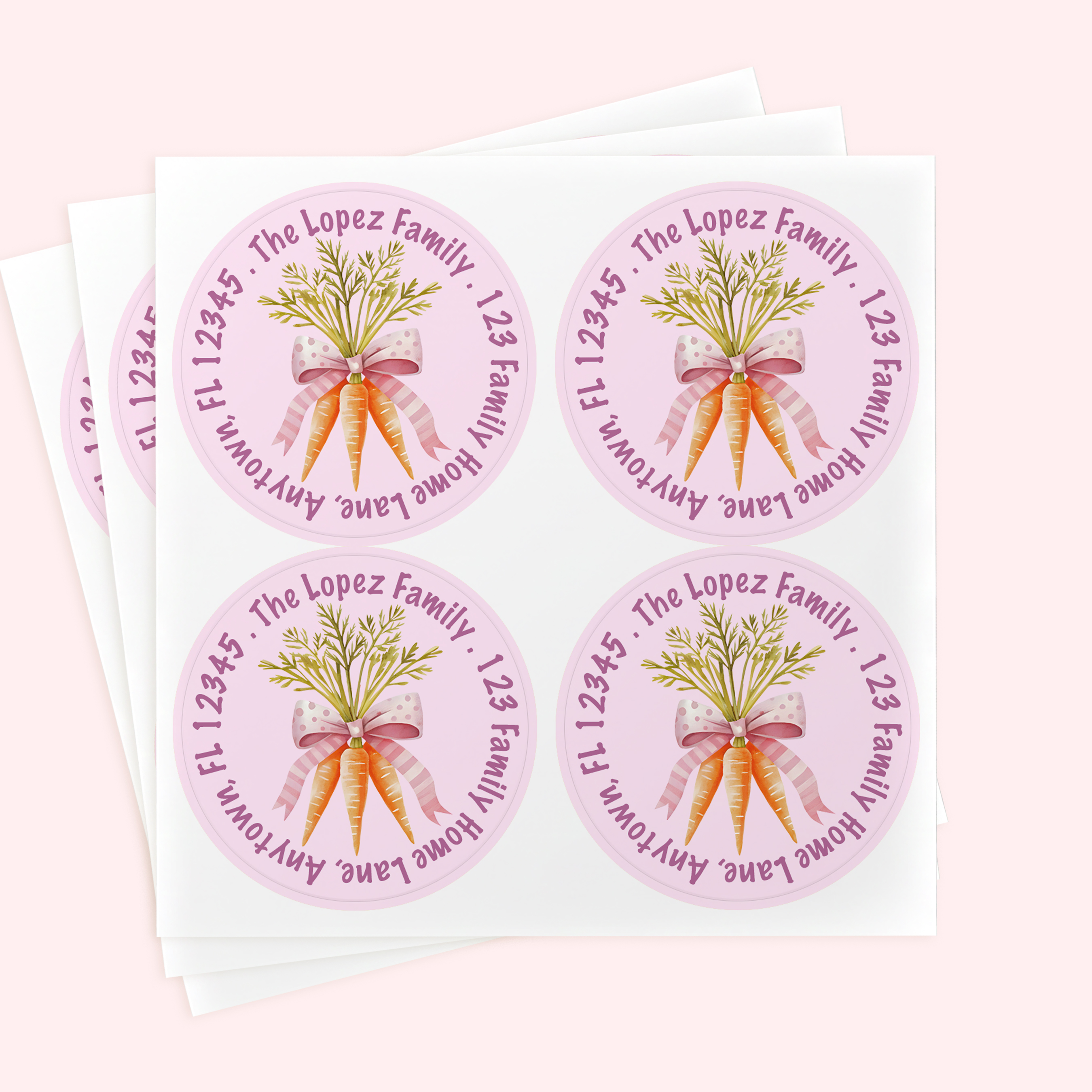 Personalized 2" Round Purple Easter Easter Carrots Return Address Labels