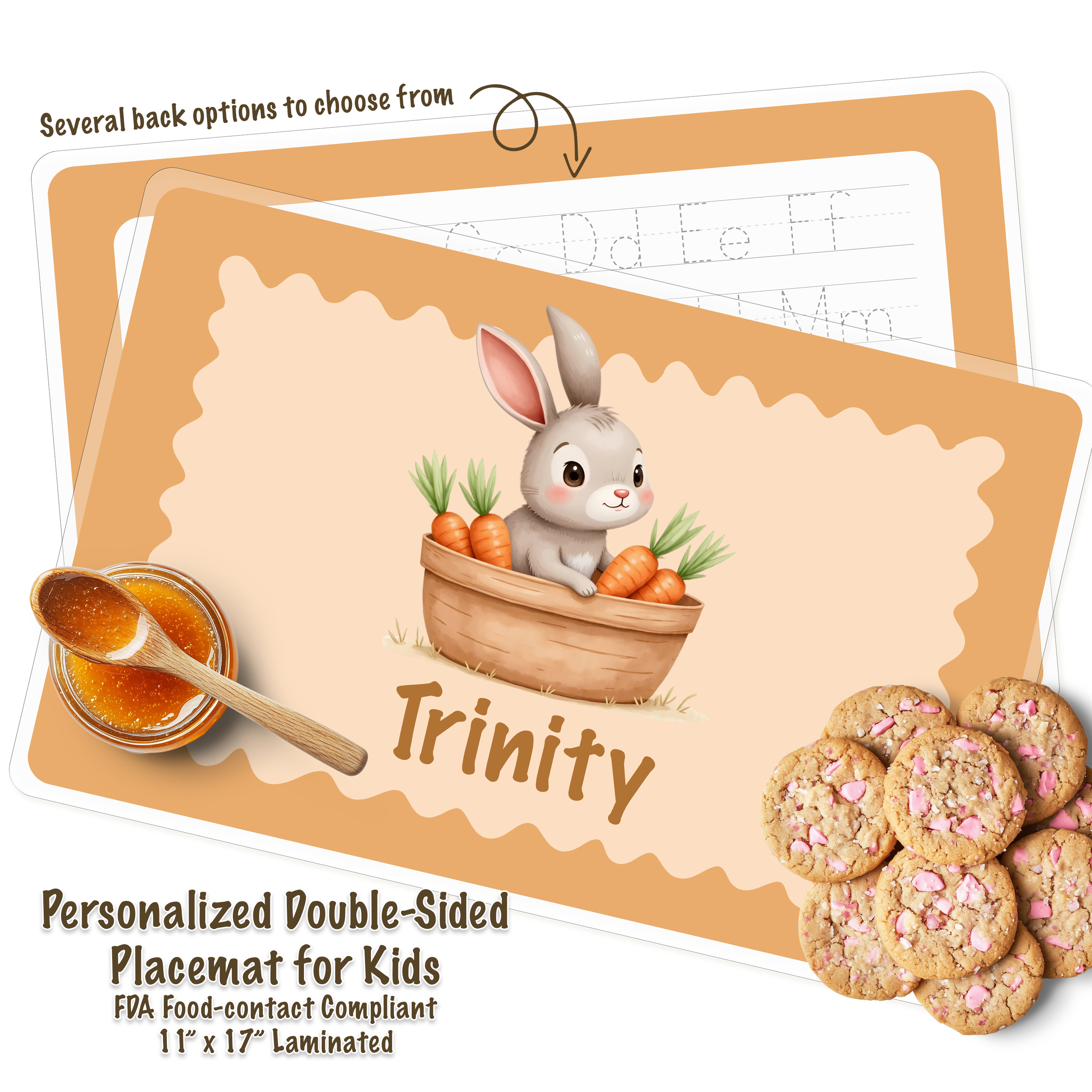 Personalized Kids Orange Easter Bunny Activity Placemat