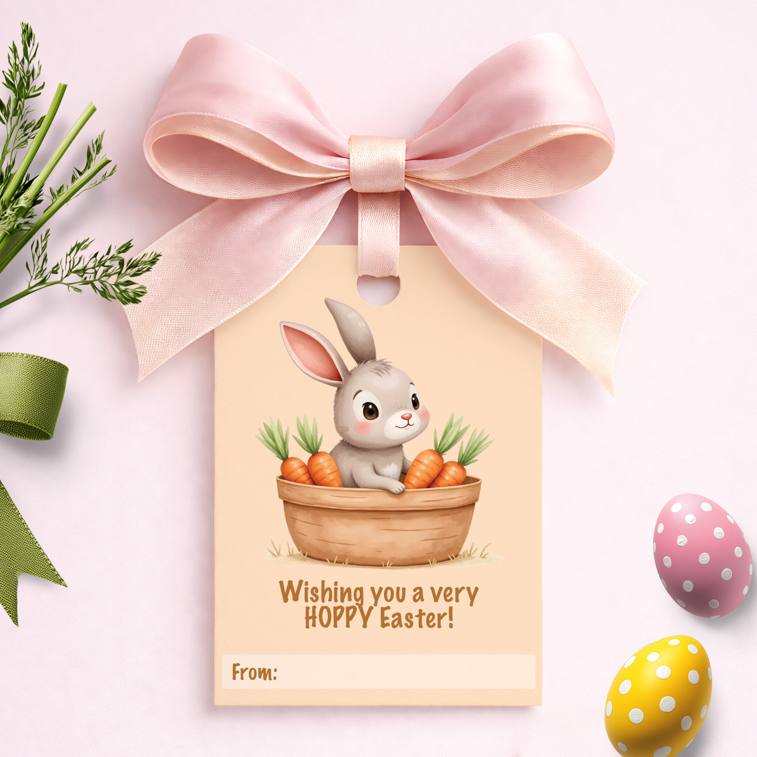 Easter Favor Tag - Orange Easter Bunny