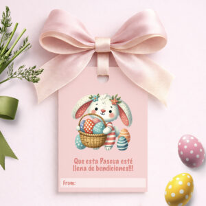 Easter Favor Tag - Pink Spanish Easter Bunny